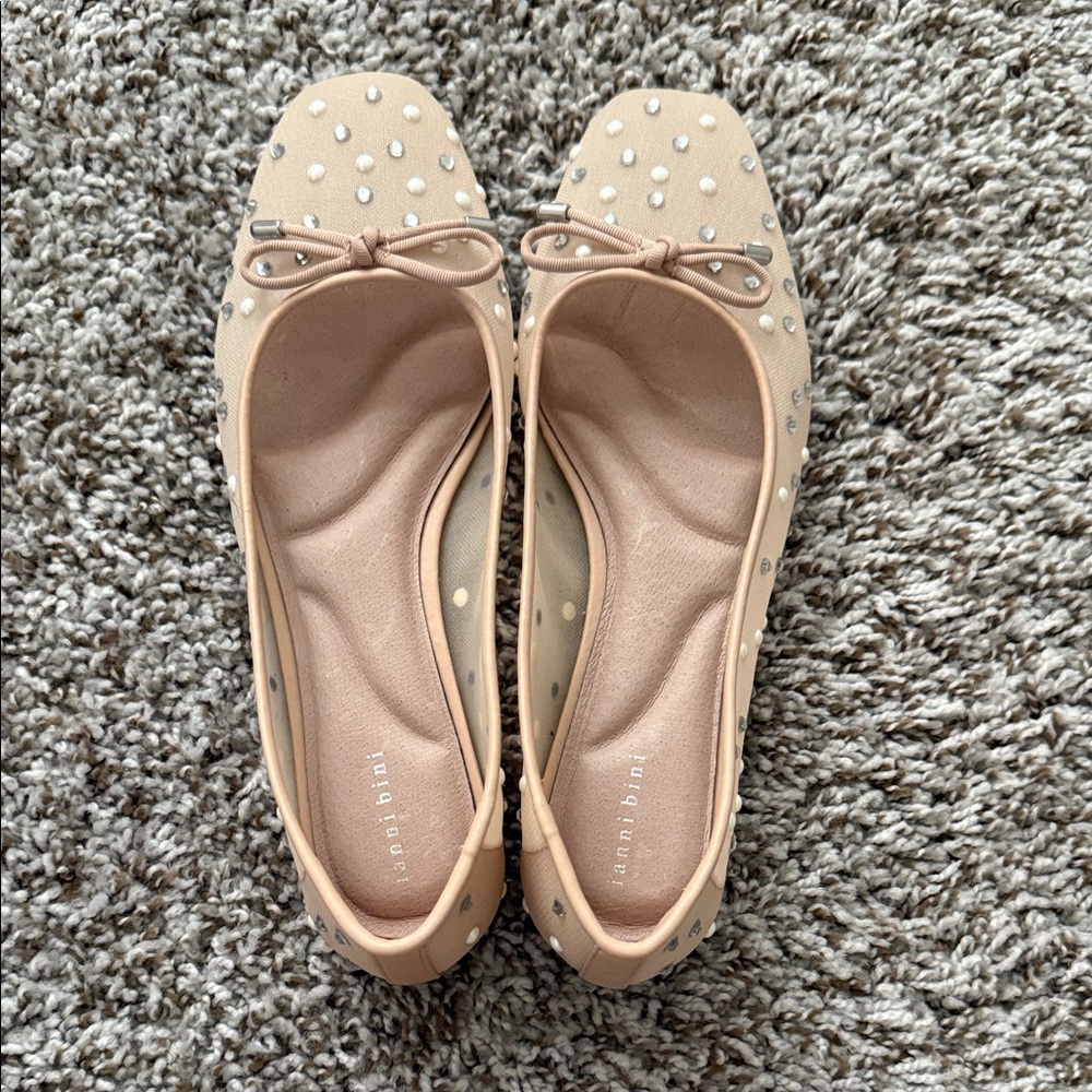 Gianni Bini Beige Studded Flats